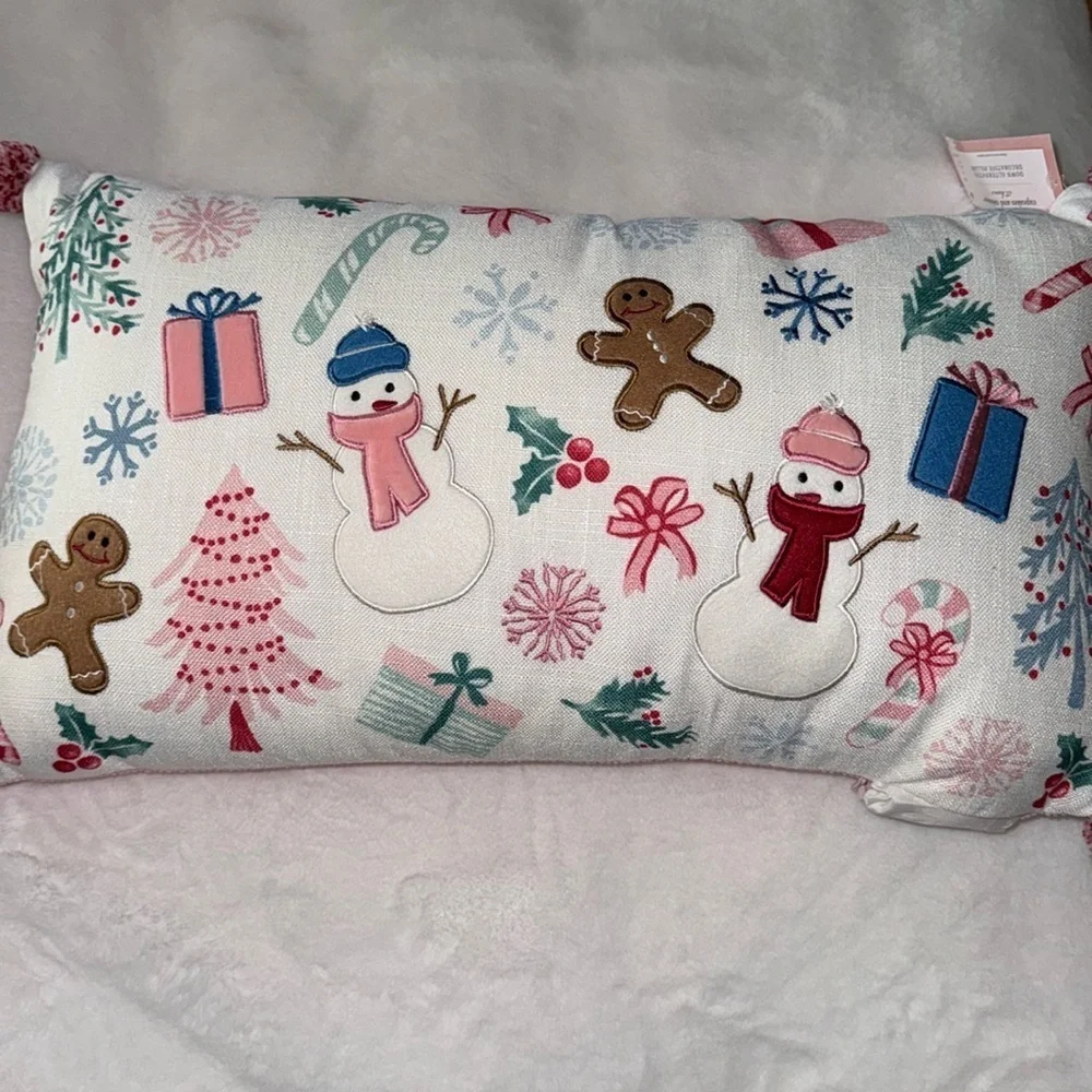 Cupcakes and Cashmere Pastel Christmas Gingerbread House Decorative Throw Pillow